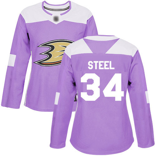 Adidas Ducks #34 Sam Steel Purple Authentic Fights Cancer Women's Stitched NHL Jersey